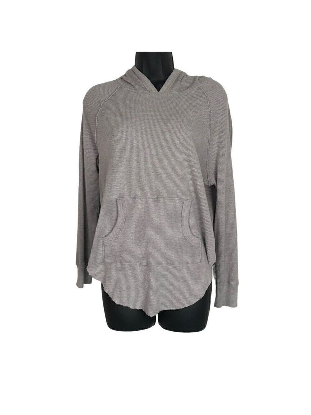 TNA Golden Grey Waffle Knit Thermal Kangaroo Pocket Size S